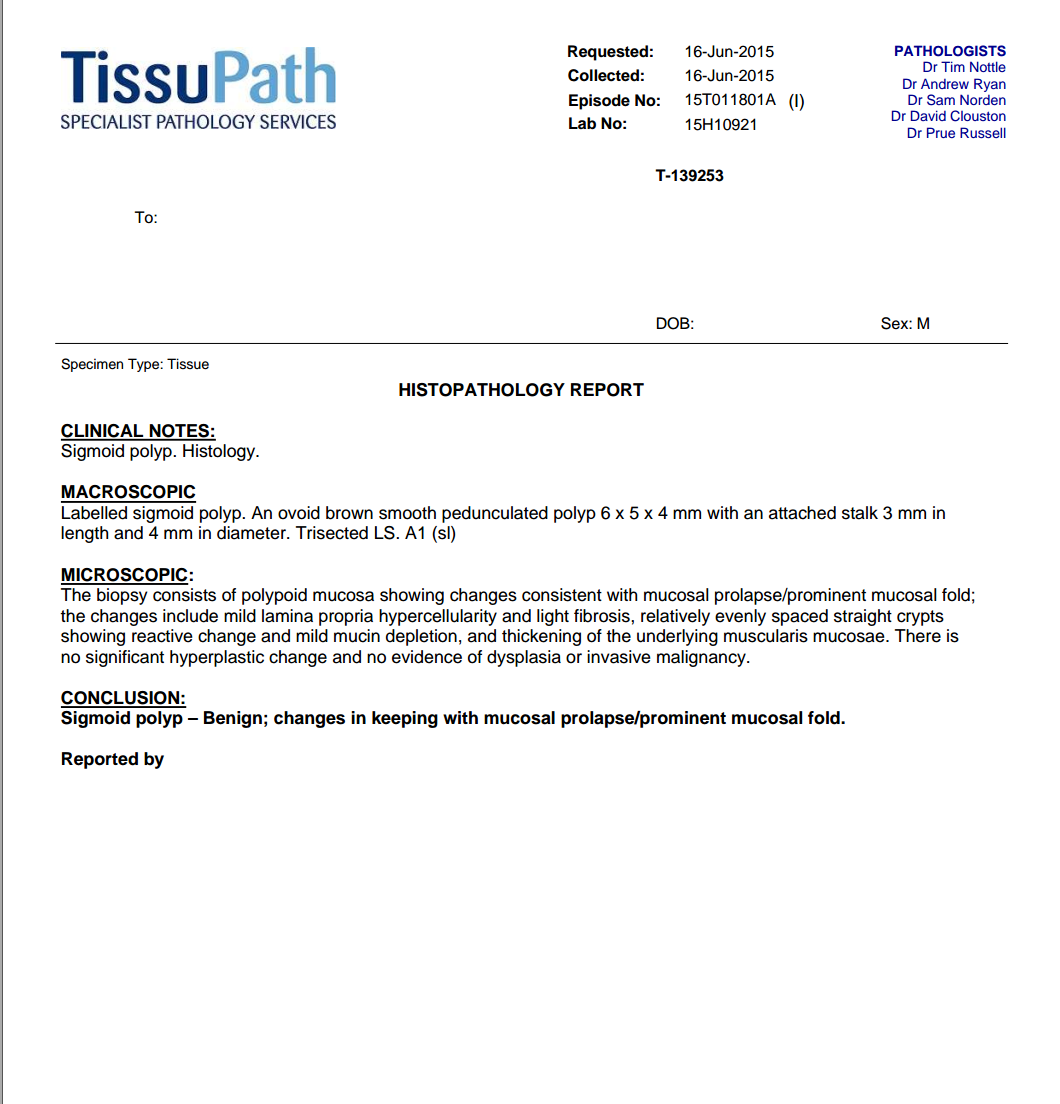 Example pathology report